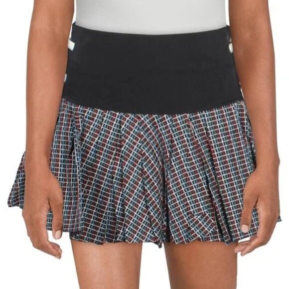 Endless Rose Textured Plaid Buckle Trim Drop Waist Mini Pleated Skirt NWOT - Picture 1 of 10